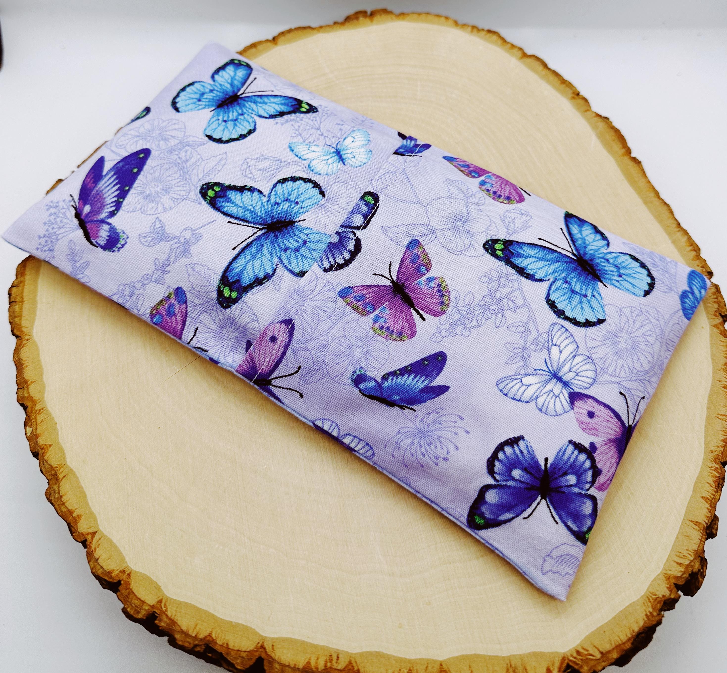 Handmade Lavender Eye Pillow: Weighted Cotton, Headache & Stress Relief Purple Butterflies