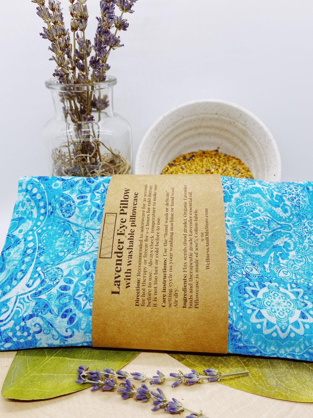 Lavender Eye Pillow: Weighted Flax Seed, Washable Cotton Cover