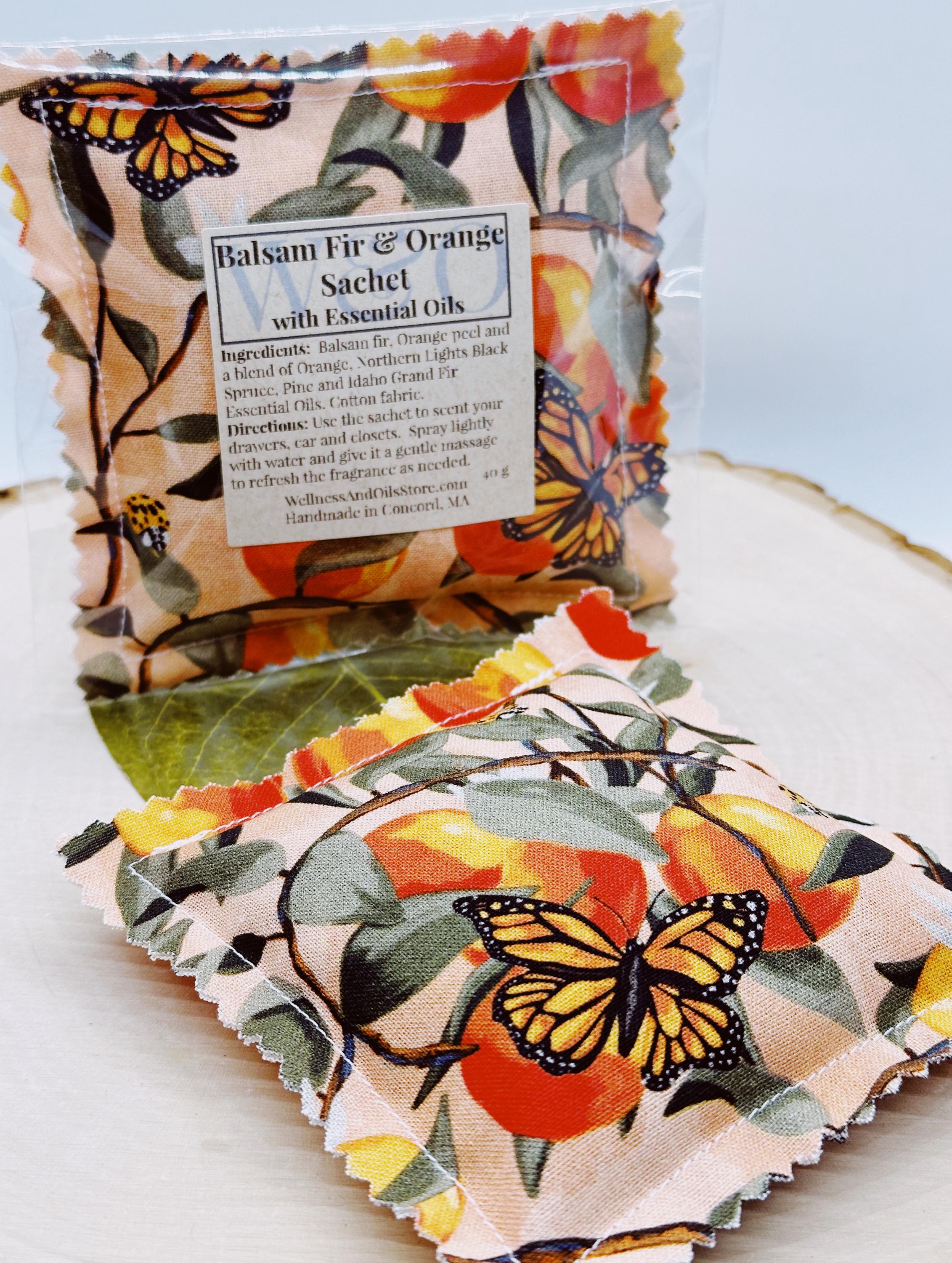 Handmade Balsam Fir & Orange Essential Oil Sachet: Natural Aroma