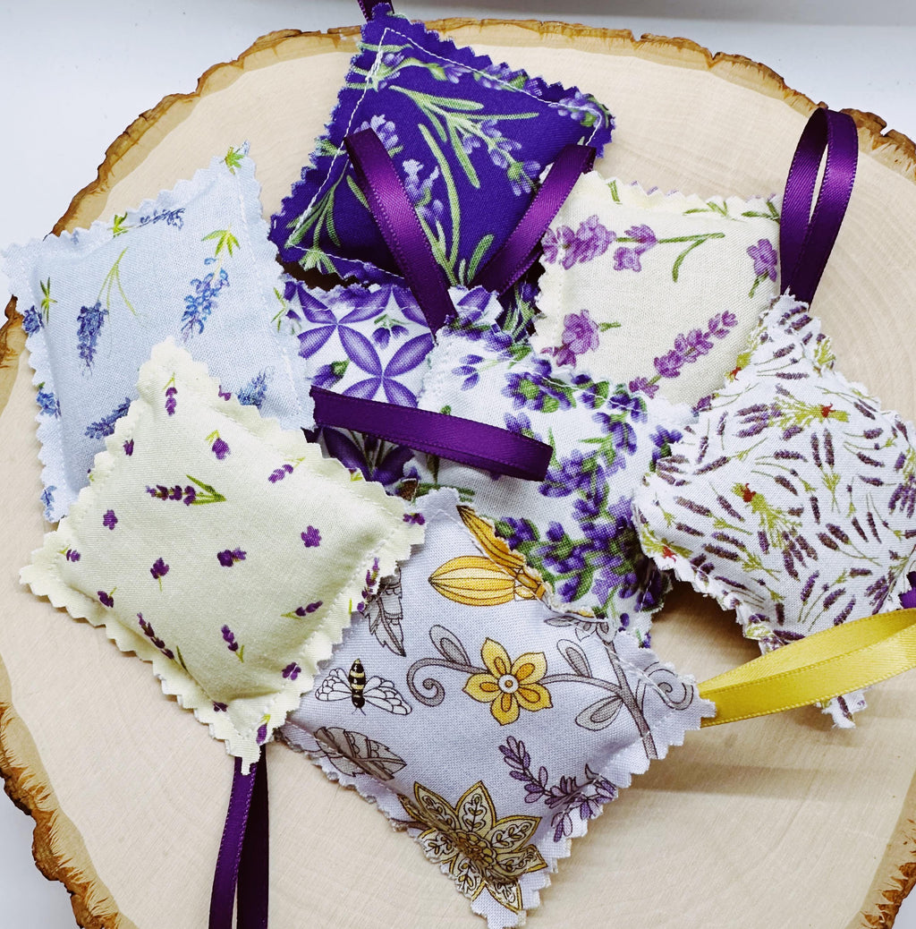 Set of 3 Mini Lavender Sachets Infused with Essential Oil