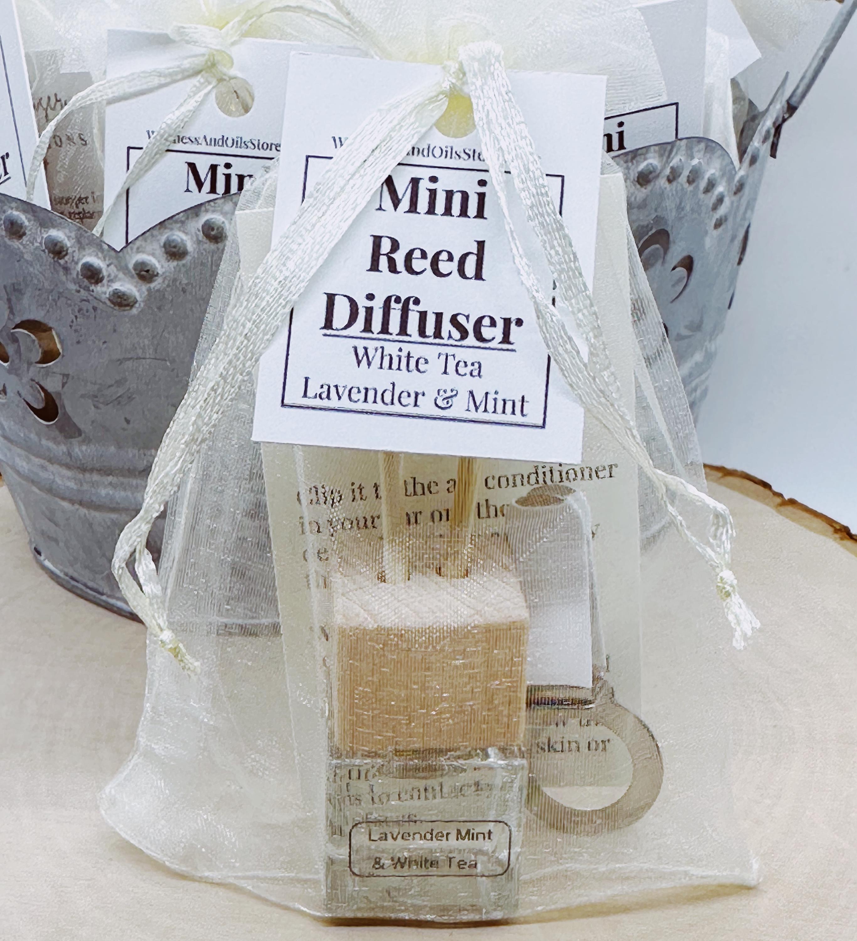 Car Reed Diffuser: Lavender, White Tea & Mint Essential Oils - Aromatherapy