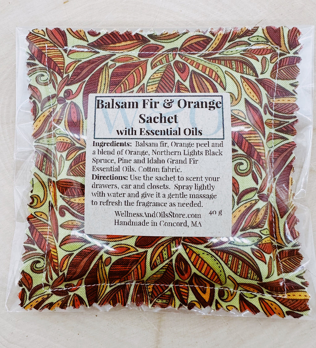 Handmade Natural Balsam Fir and Orange Essential Oil Pillow Sachet Abstract Design