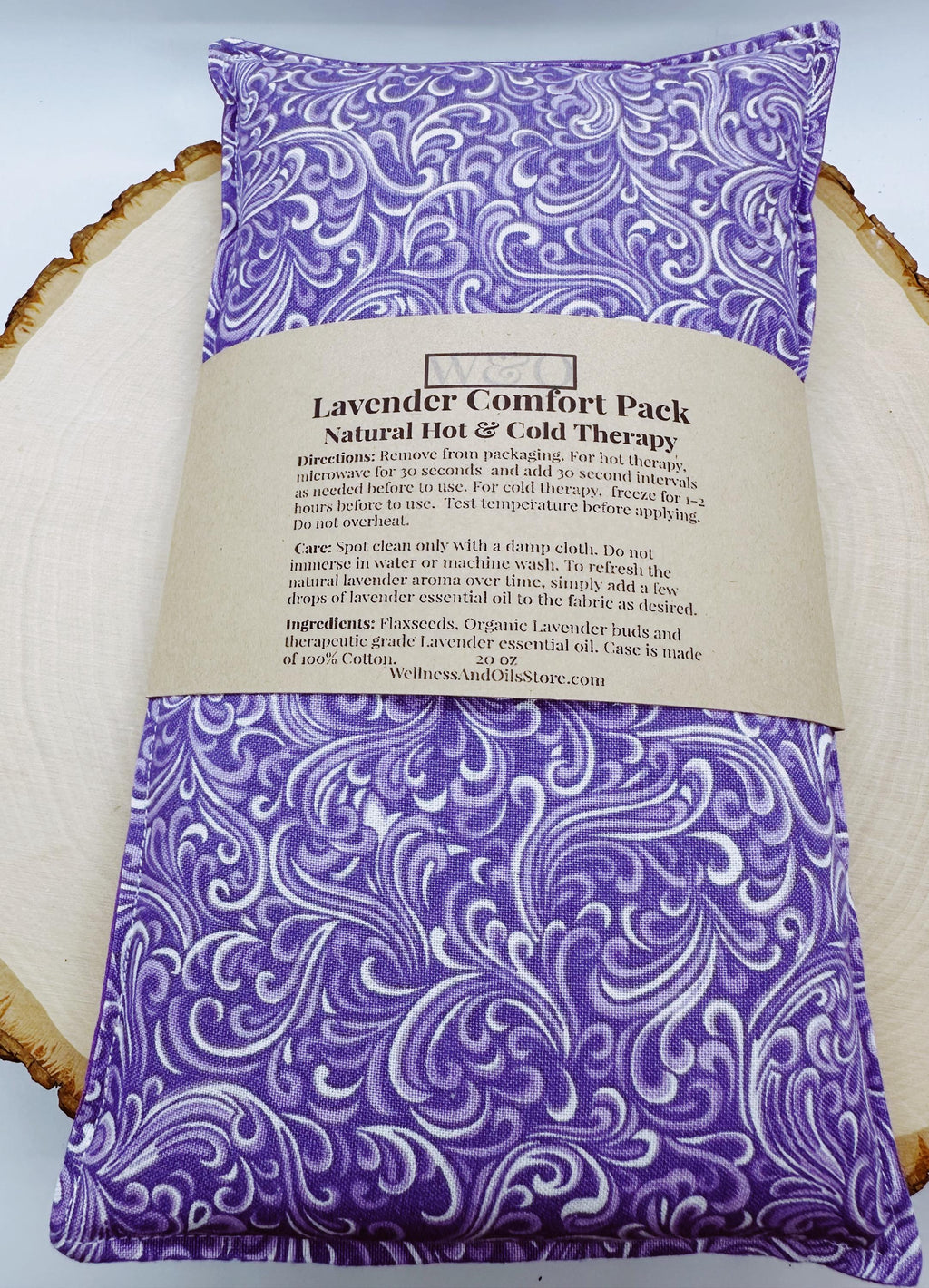 Lavender Flaxseed Comfort Pillow, Hot Cold Therapy Pack, Purple Swirls