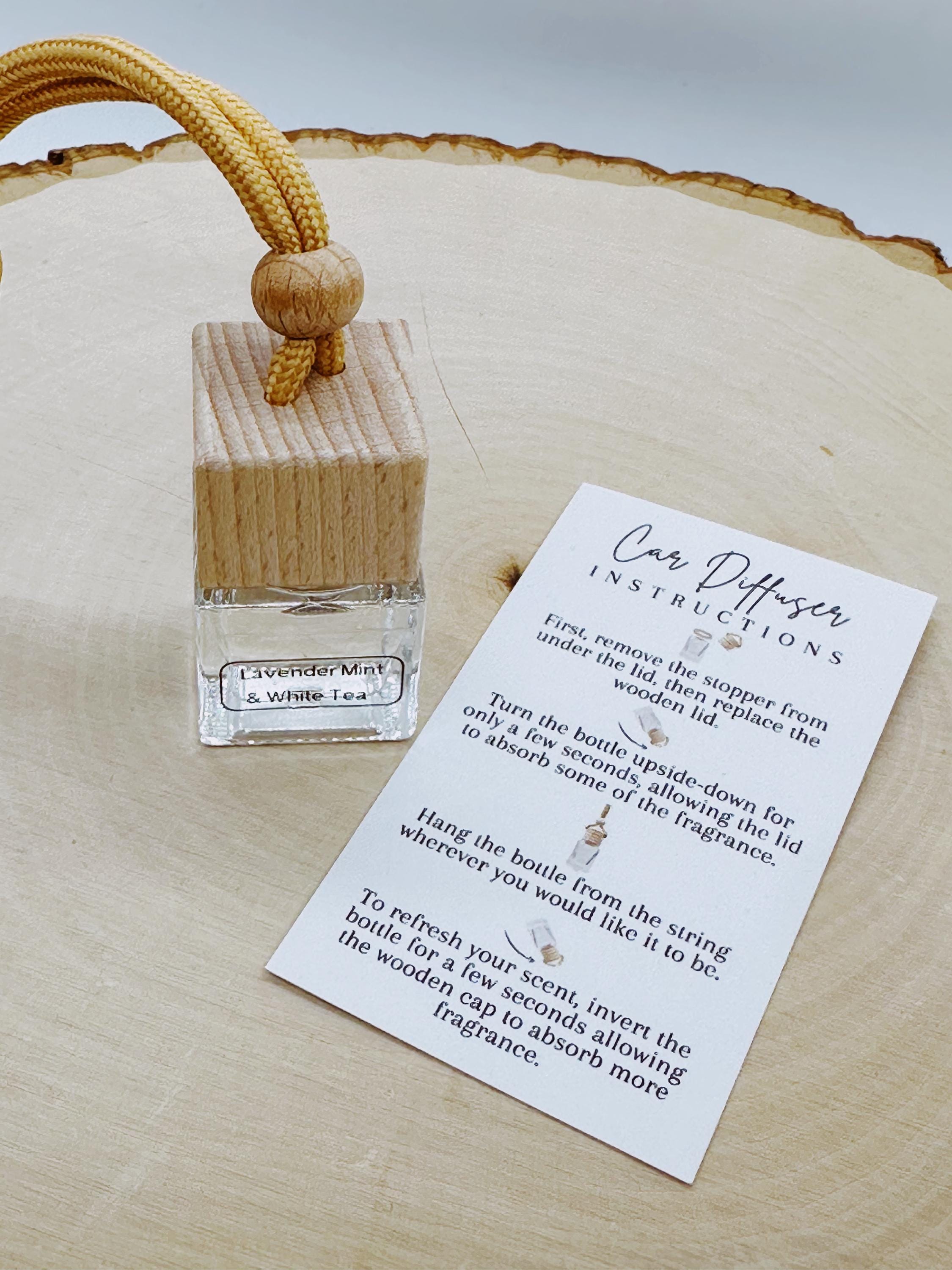 Car Reed Diffuser: Lavender, White Tea & Mint Essential Oils - Aromatherapy