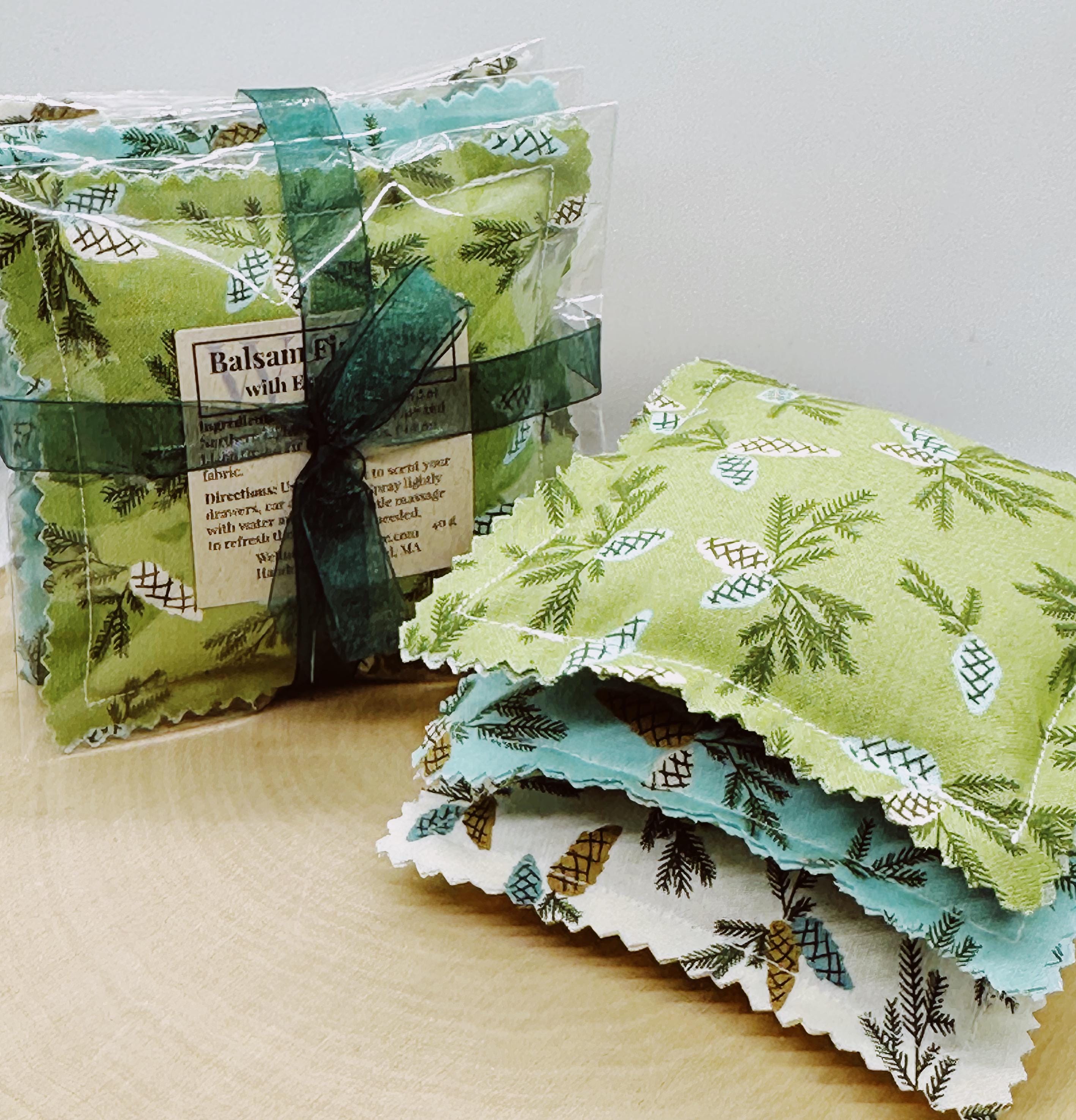 Balsam Fir Sachet Set: Essential Oils, Natural Freshener