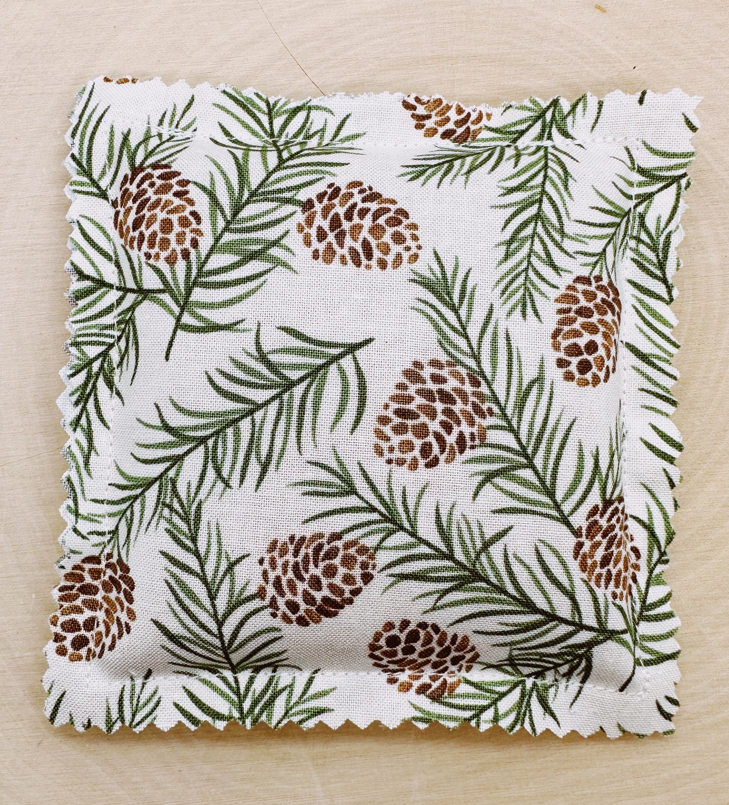 Balsam Fir Sachet with Essential Oils handmade Natural Freshener, Pinecone Pillow, 4x4