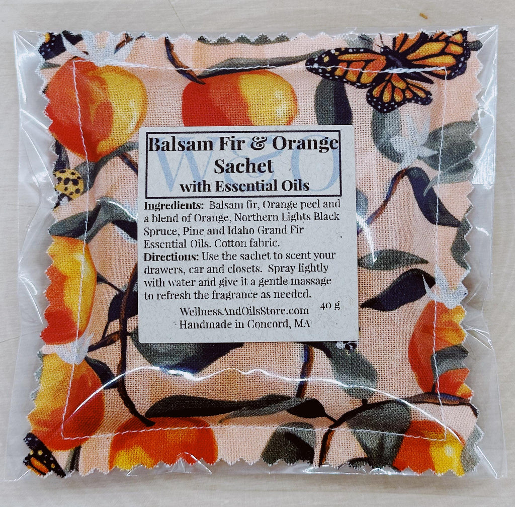 Handmade Balsam Fir & Orange Essential Oil Sachet: Natural Aroma