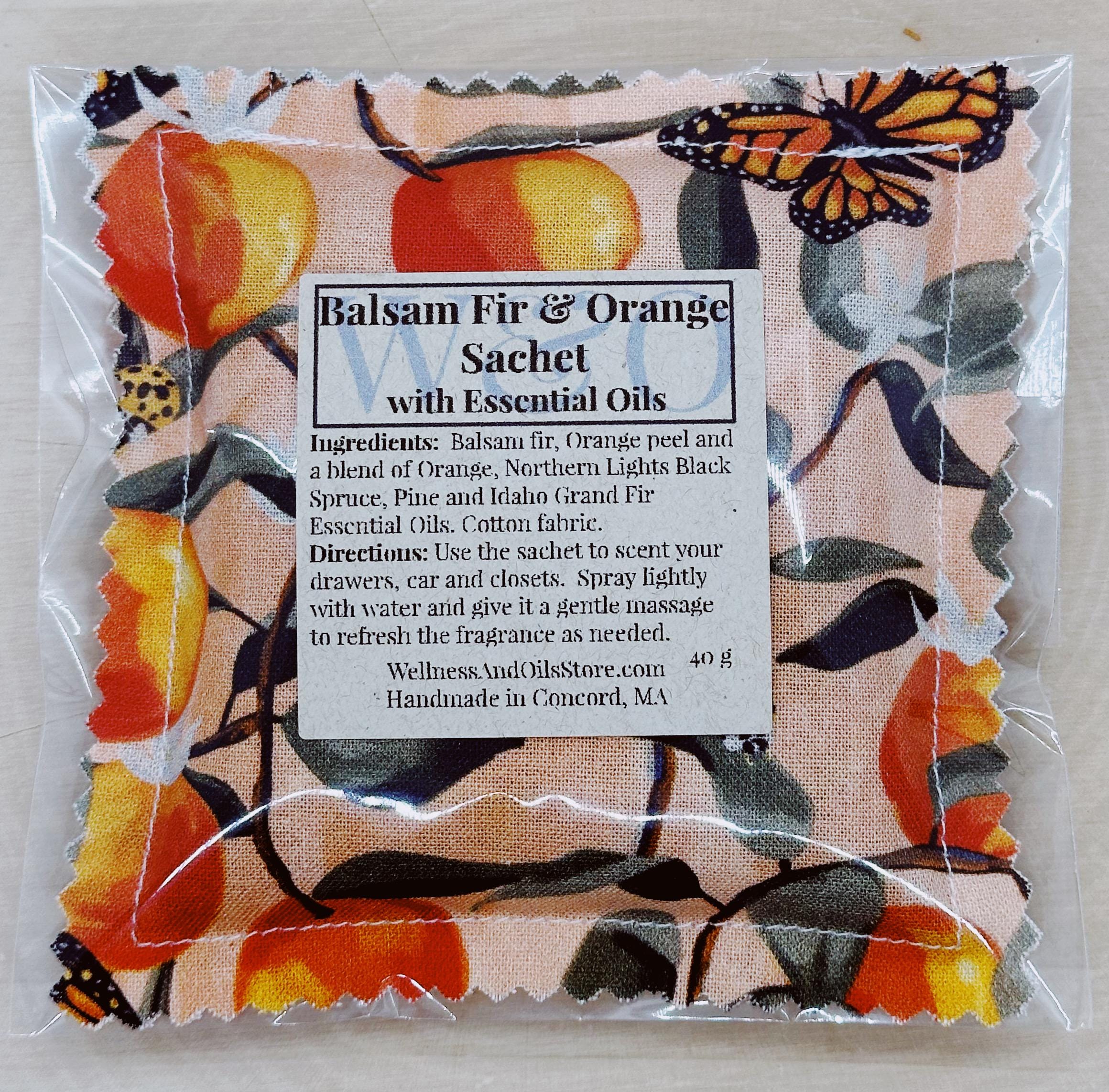 Handmade Balsam Fir & Orange Essential Oil Sachet: Natural Aroma