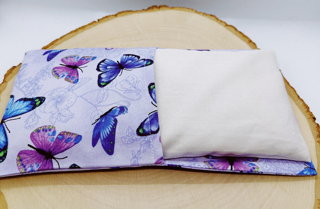 Handmade Lavender Eye Pillow: Weighted Cotton, Headache & Stress Relief Purple Butterflies