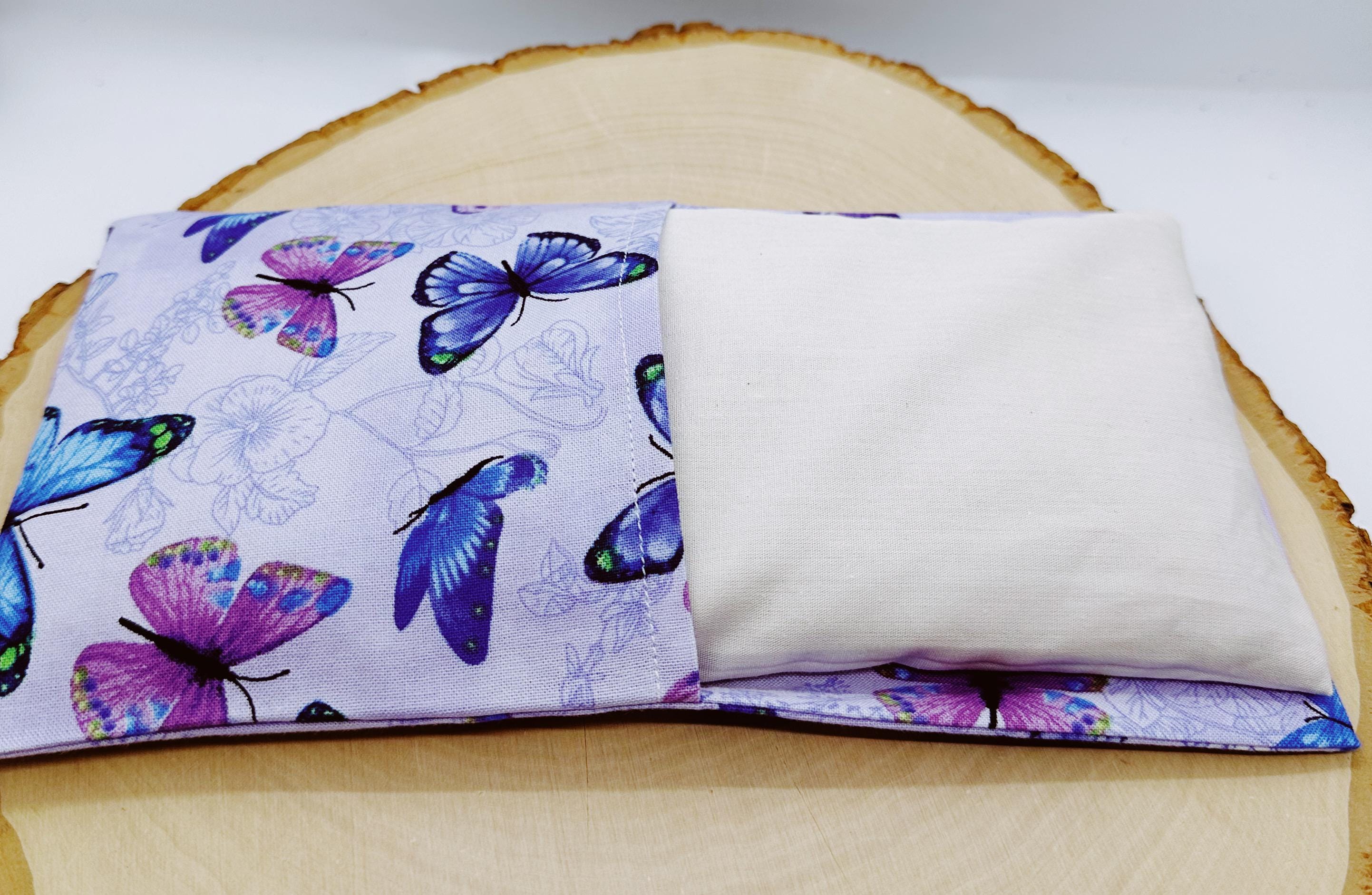 Handmade Lavender Eye Pillow: Weighted Cotton, Headache & Stress Relief Purple Butterflies