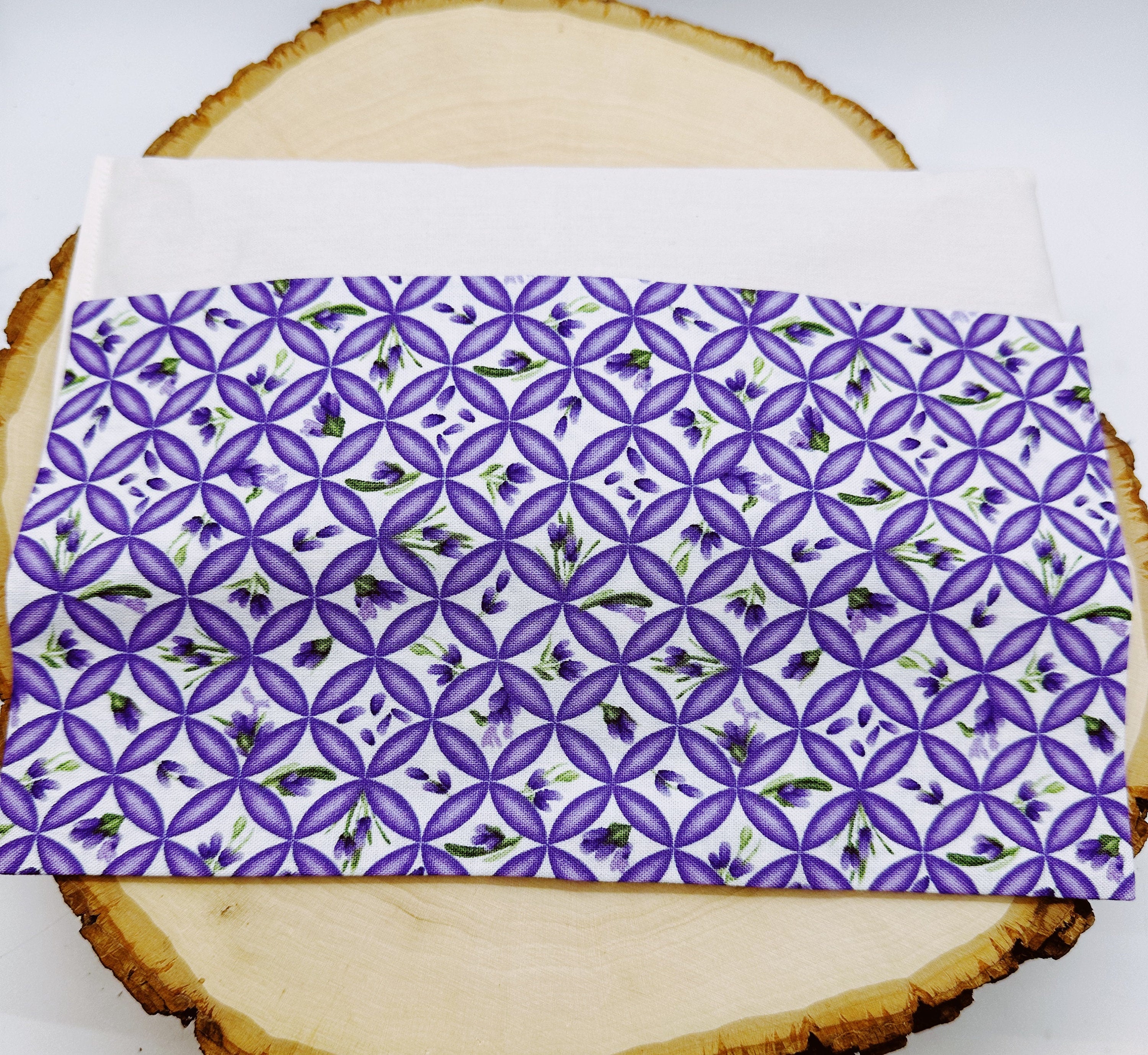 Natural Weighted Lavender Eye Pillow for Yoga, Headache Relief, Washable Cover,  Lavender Square White