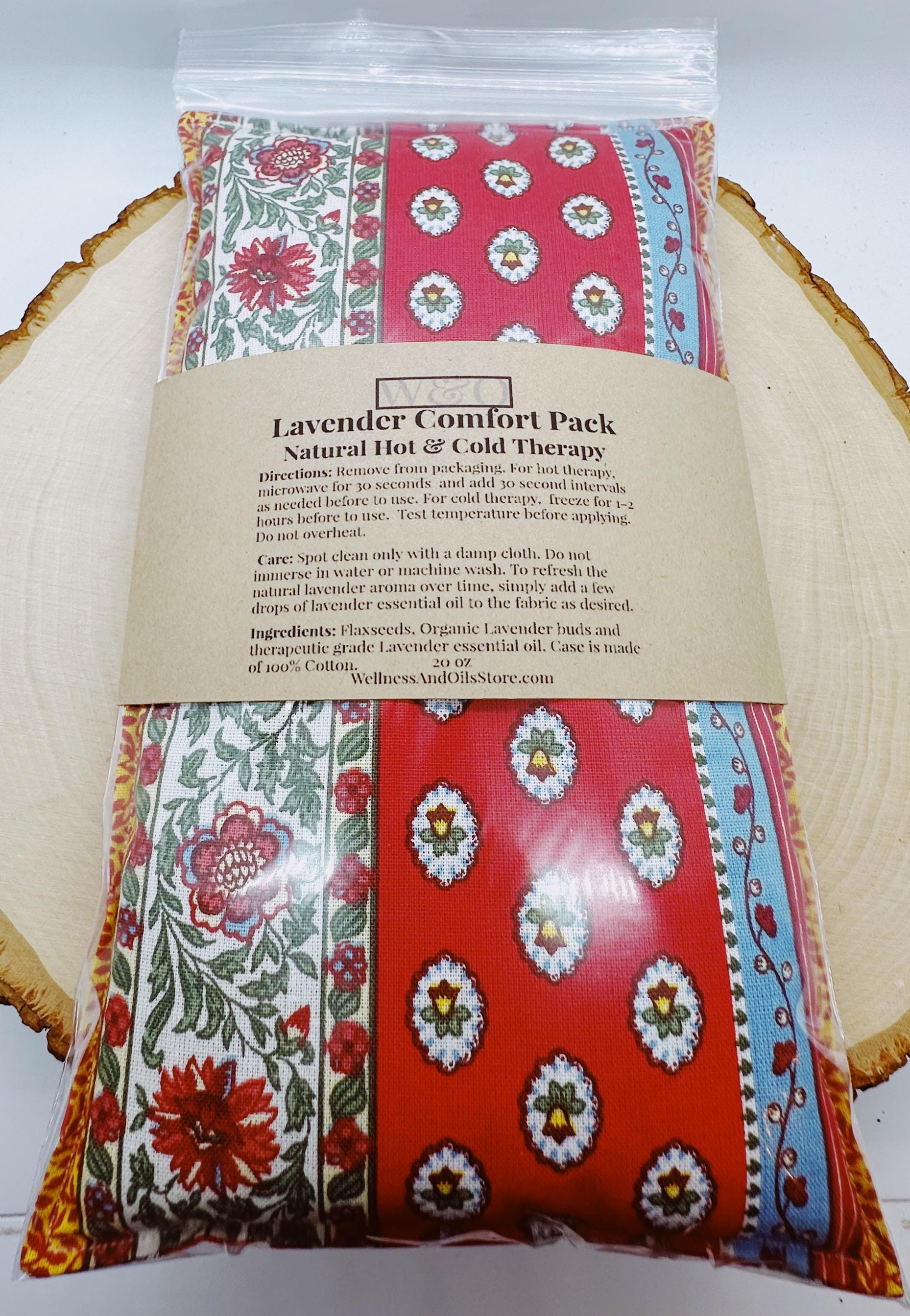Lavender Flaxseed Comfort Pillow, Hot Cold Therapy Pack, Provence Cotton Fabric Red