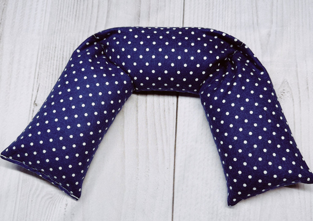 Lavender Neck Wrap Hot and Cold Therapy Navy Polka Dots