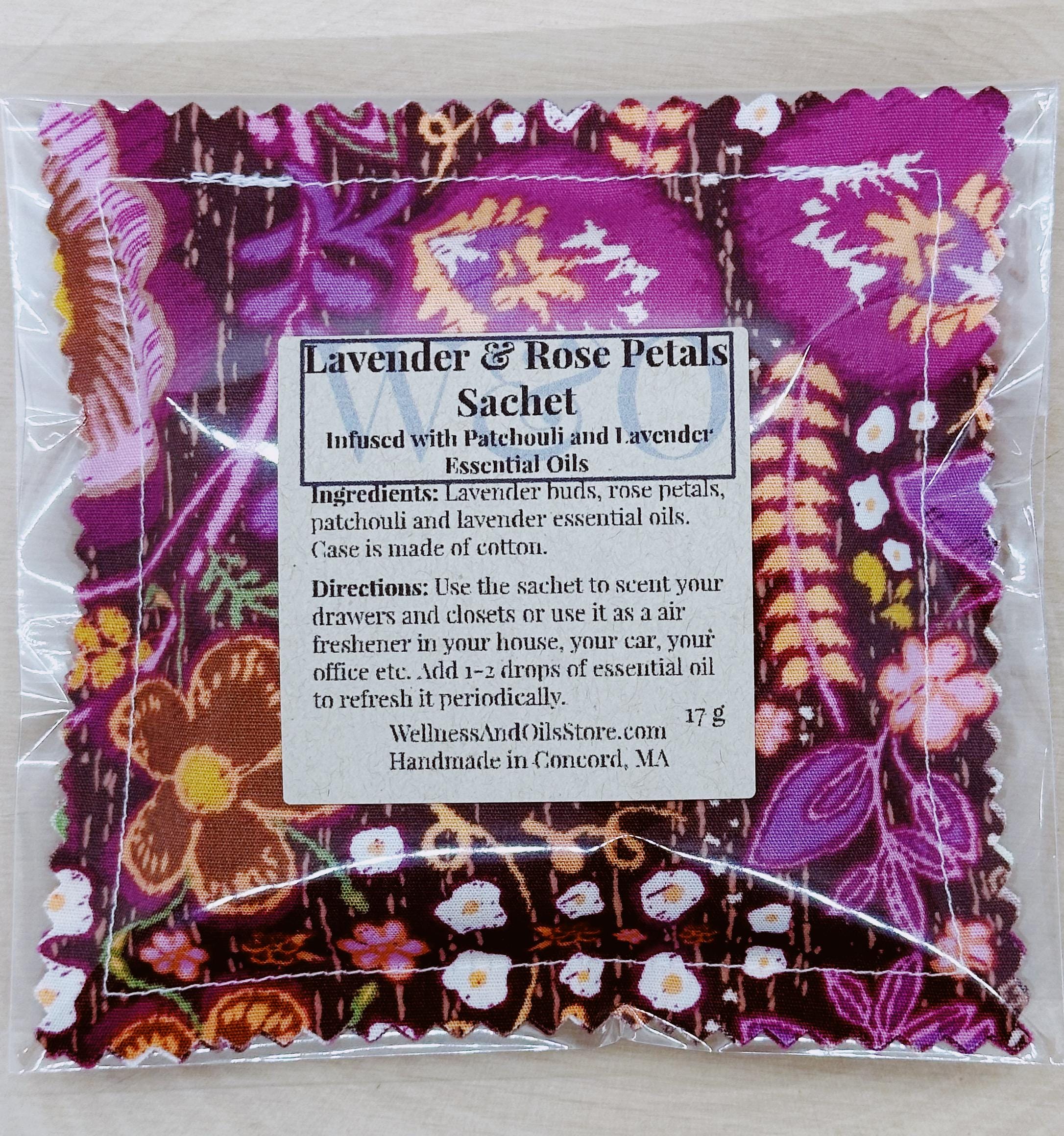 Handmade Aromatic Lavender & Rose Sachet with Patchouli - Natural Drawer Freshener, Love-Inspired Gift
