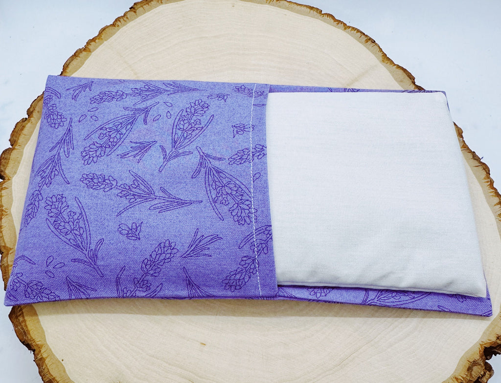 Handmade Weighted Lavender Eye Pillow for Yoga, Headache Relief, Washable Cover, Lavender field purple