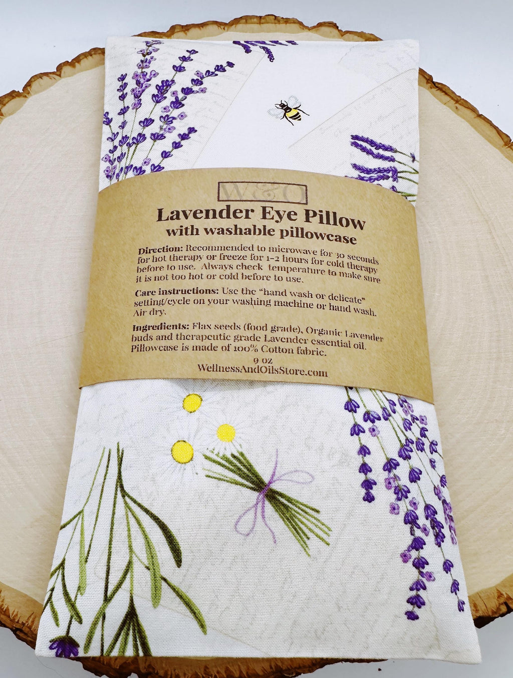 Handmade Lavender Eye Pillow: Weighted Flax Seed, Washable Cotton Cover