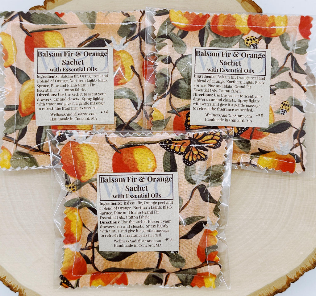 Handmade Balsam Fir & Orange Essential Oil Sachet: Natural Aroma