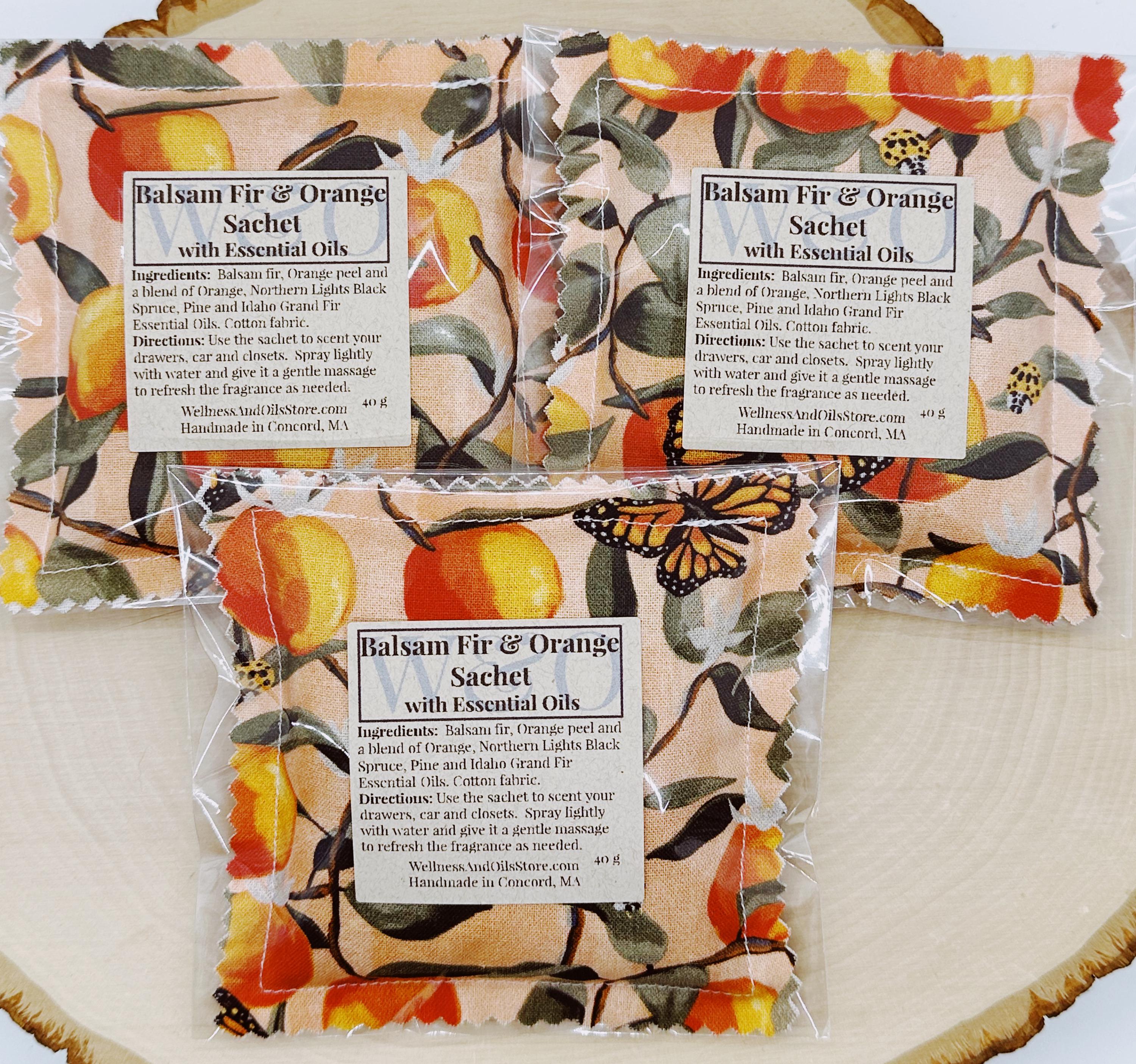 Handmade Balsam Fir & Orange Essential Oil Sachet: Natural Aroma