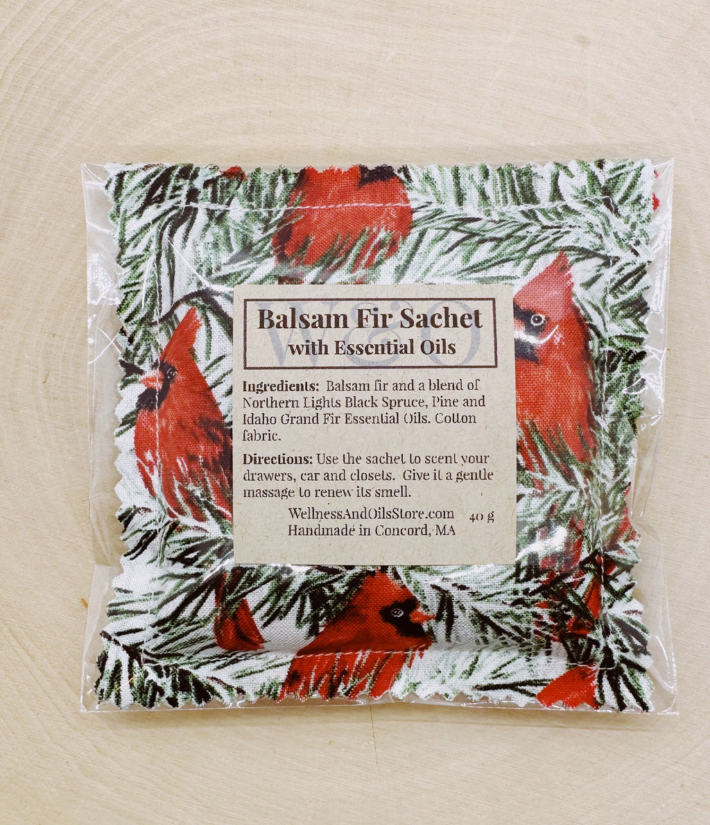 Balsam Fir Sachet: Essential Oils, Cardinals Fabric, Natural Aroma