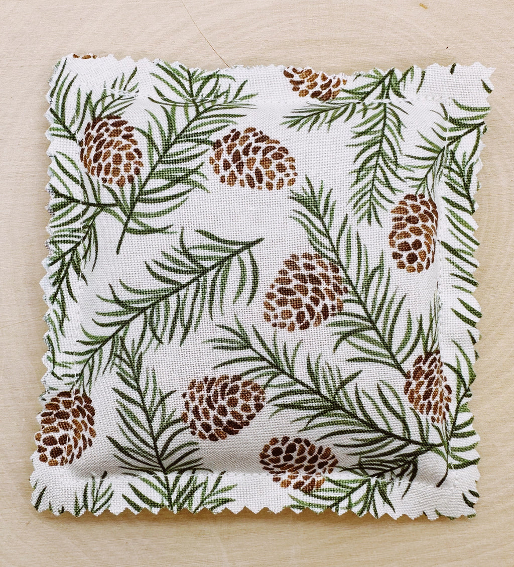 Balsam Fir Sachet Set: Essential Oils, Natural Pinecone Freshener