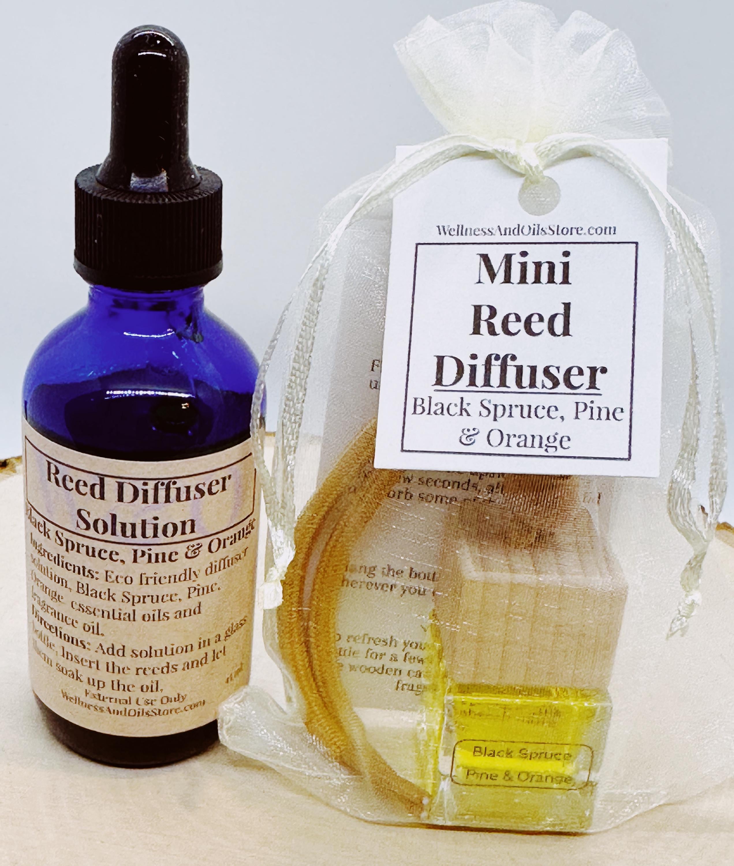 Car Reed Diffuser: Black Spruce, Pine & Orange Essential Oils - Refillable