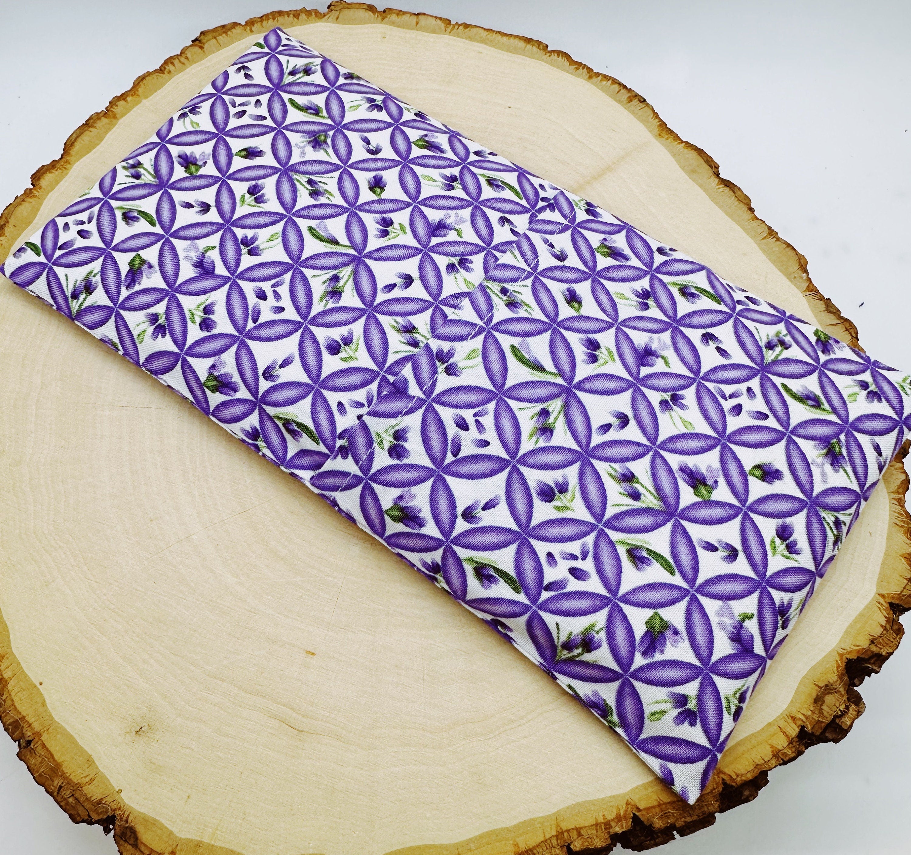 Natural Weighted Lavender Eye Pillow for Yoga, Headache Relief, Washable Cover,  Lavender Square White