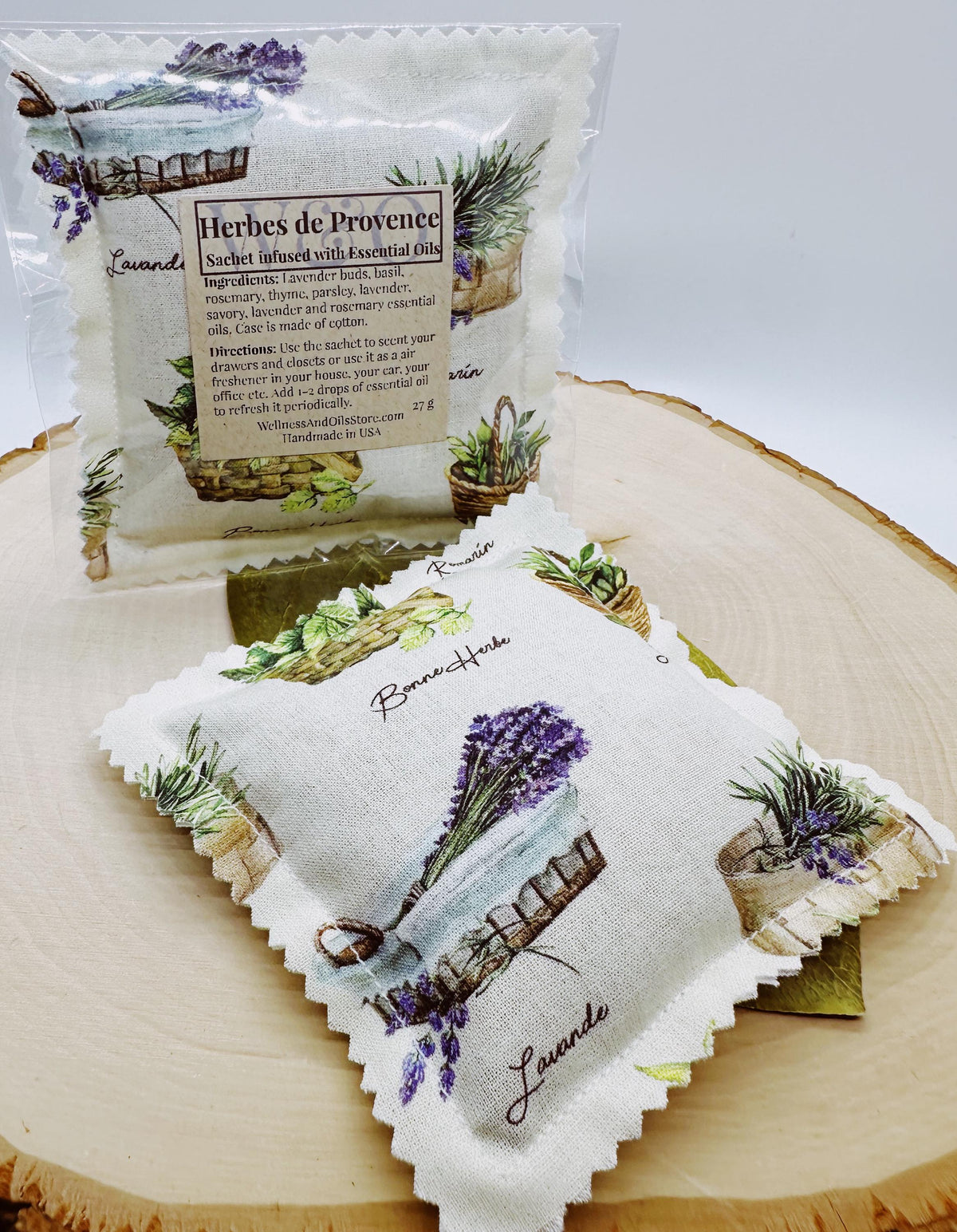 Herbes de Provence Sachet with Essential Oils handmade Natural Freshener French Countryside scent