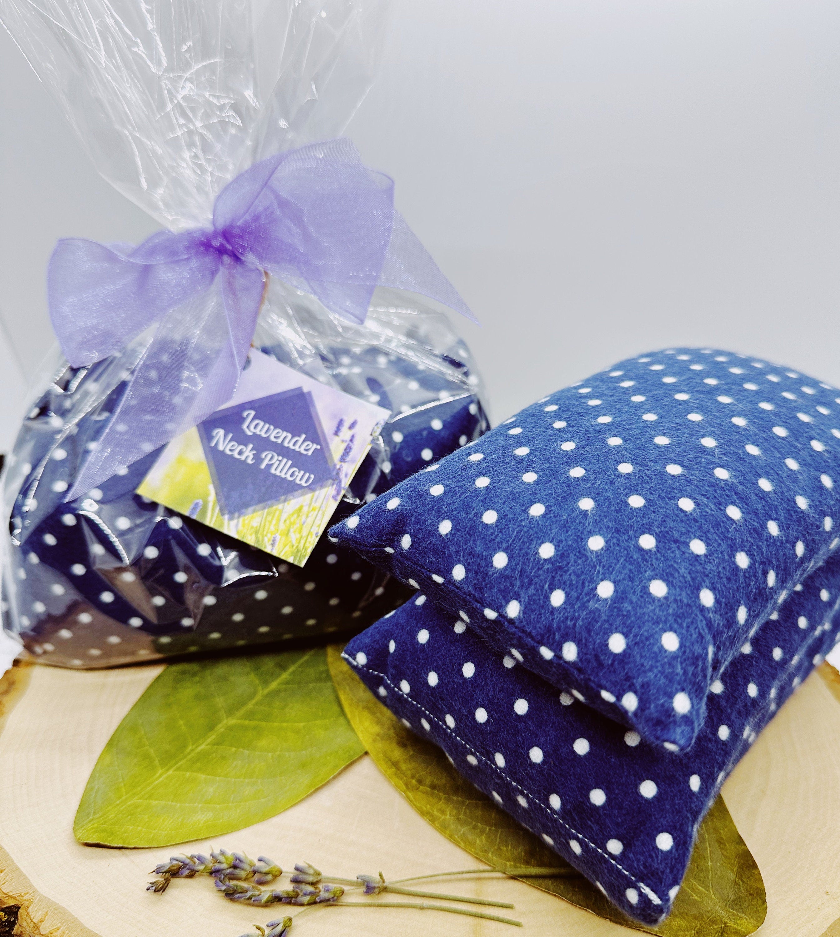 Lavender Neck Wrap Hot and Cold Therapy Navy Polka Dots