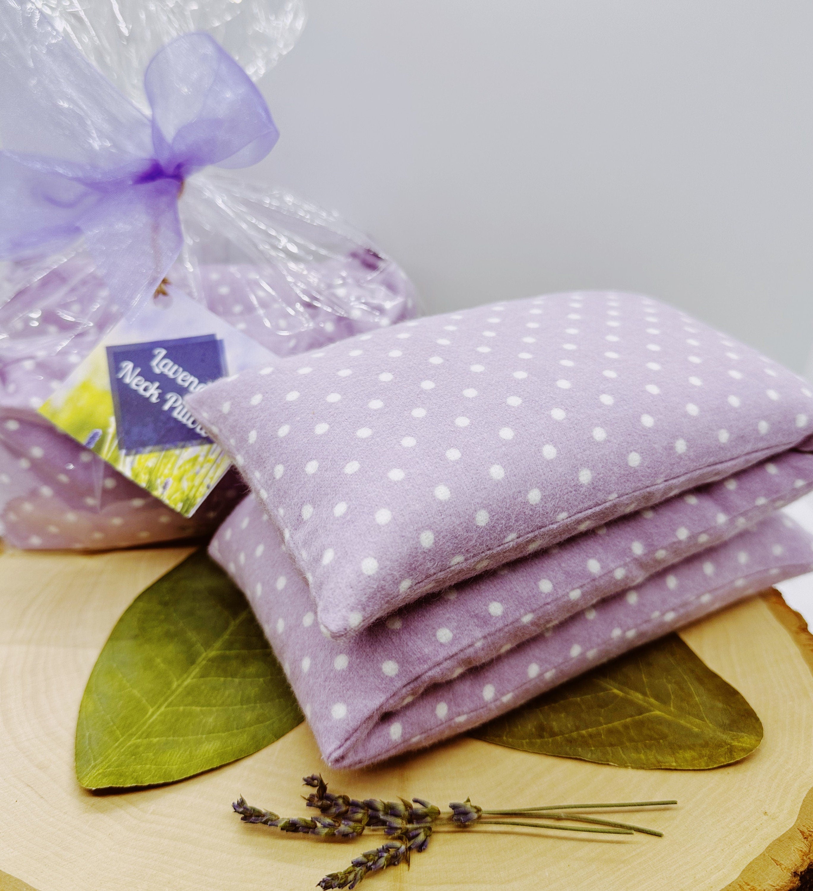 Lavender Neck Wrap Hot and Cold Therapy Lavender Polka Dots
