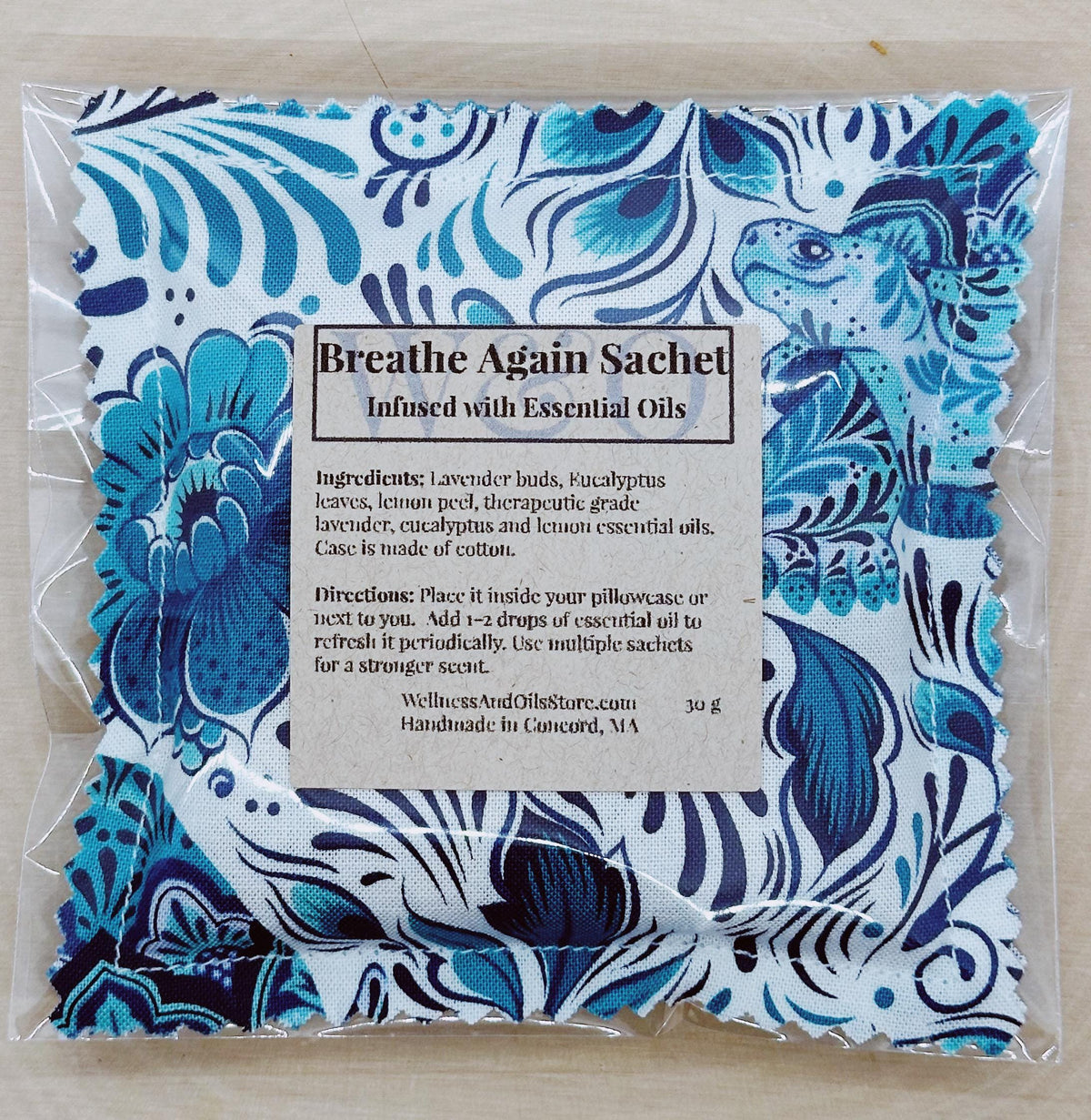 Handmade Natural Breathe Again Sachet Lavender Eucalyptus Lemon