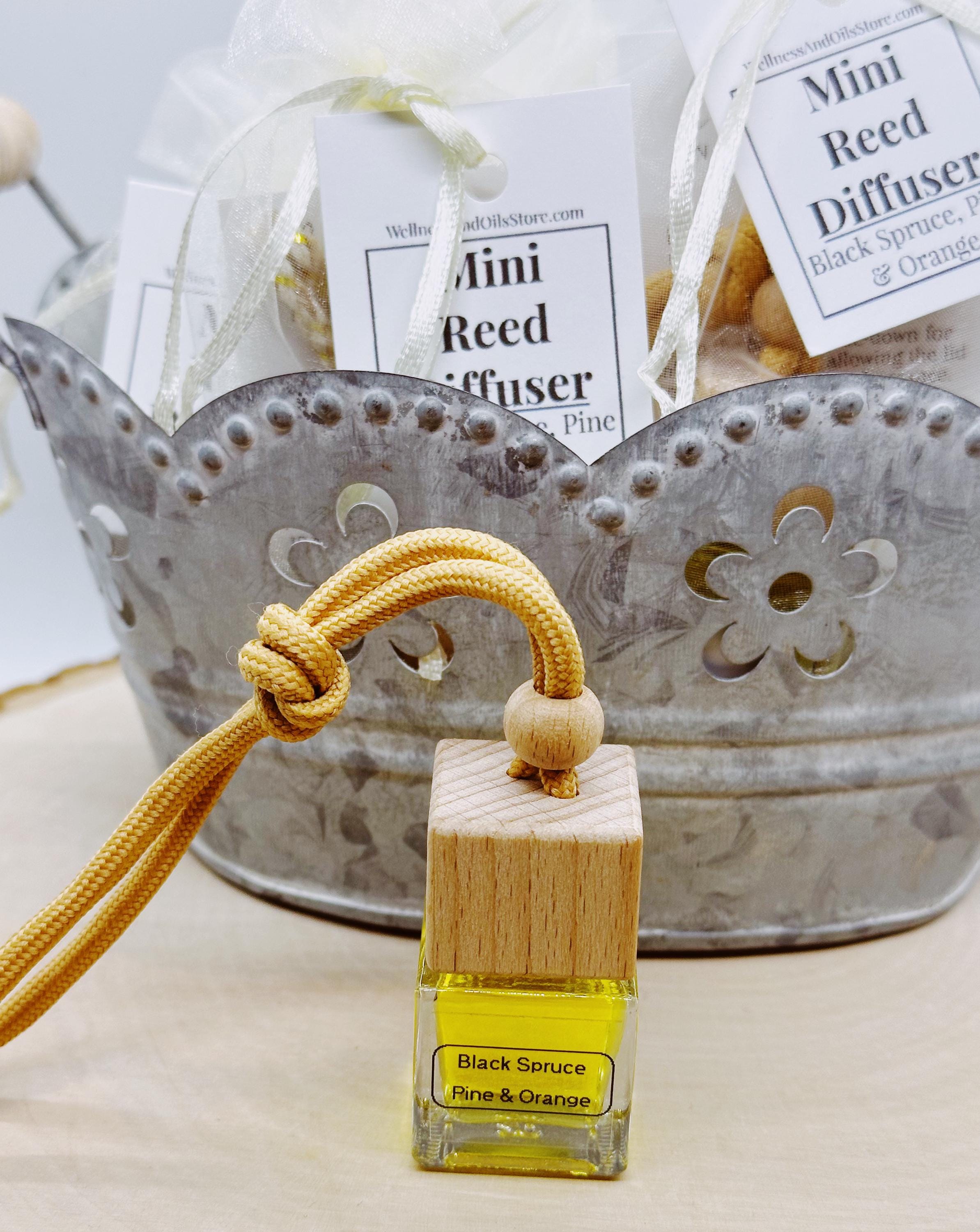 Car Reed Diffuser: Black Spruce, Pine & Orange Essential Oils - Refillable