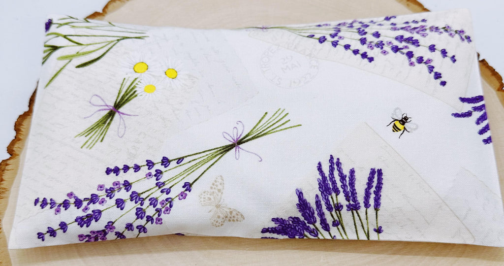 Handmade Lavender Eye Pillow: Weighted Flax Seed, Washable Cotton Cover