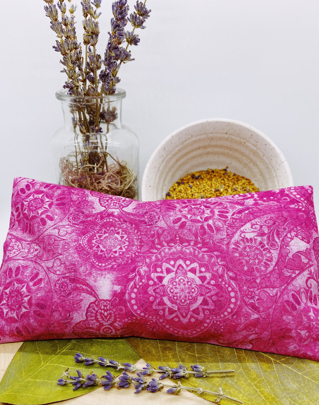 Lavender Eye Pillow: Weighted Flax Seed, Washable Cotton Cover