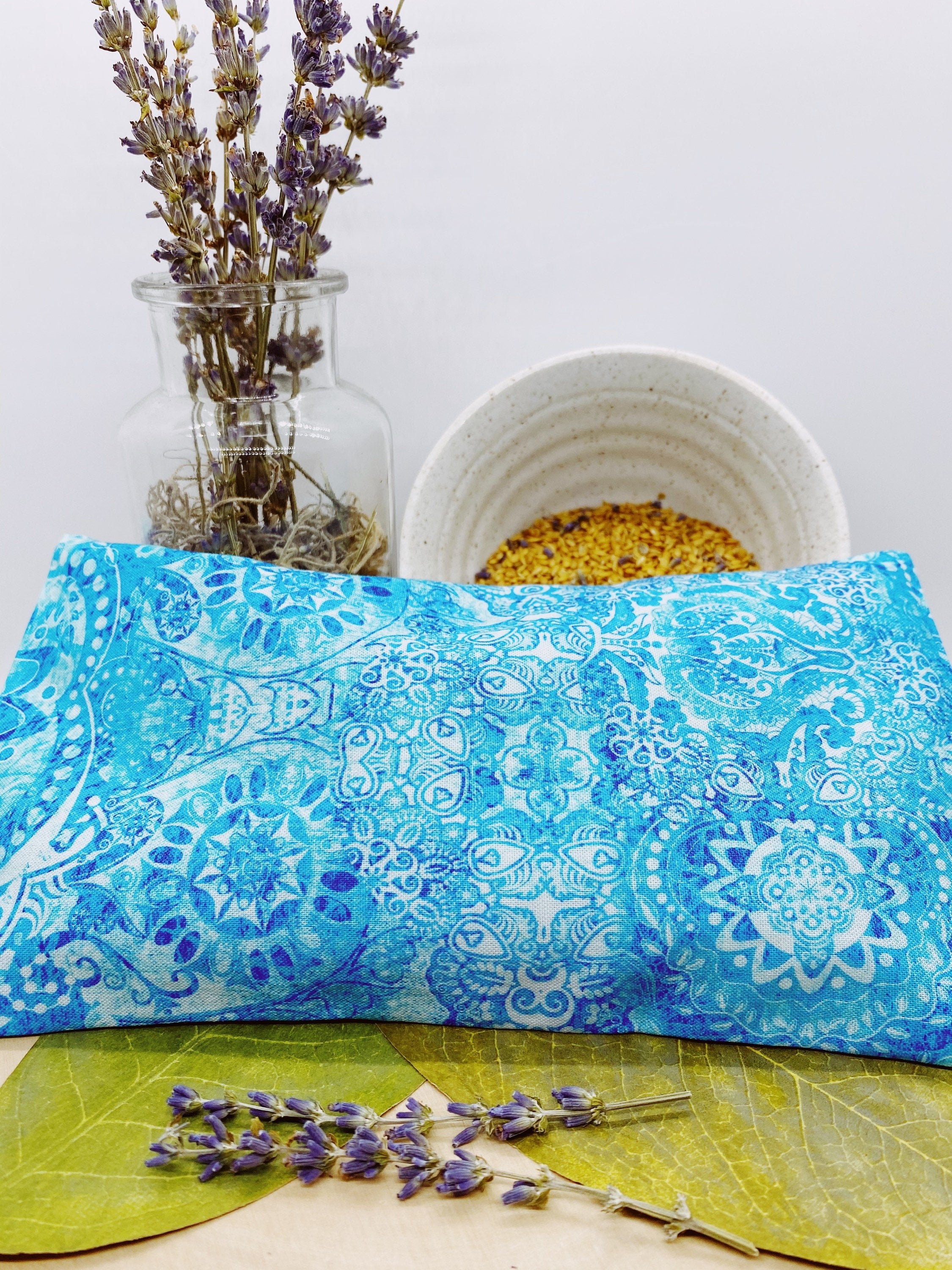 Lavender Eye Pillow: Weighted Flax Seed, Washable Cotton Cover