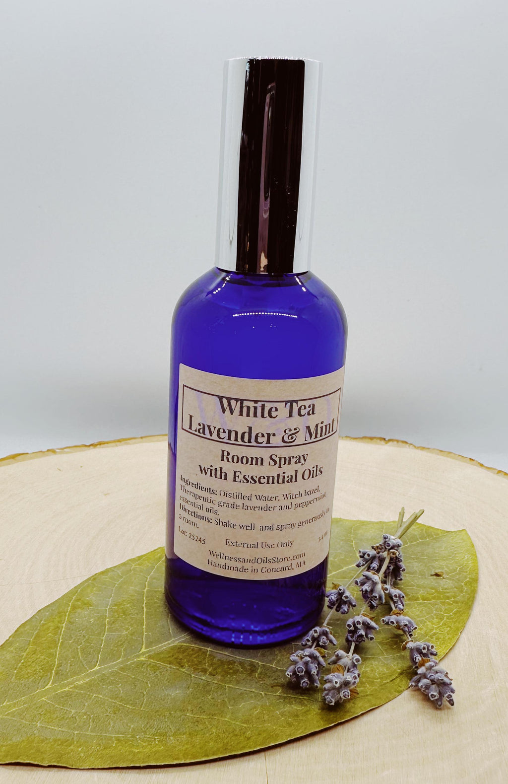 White tea Lavender & Mint Essential Oil Room Spray: Natural Aromatherapy Mist
