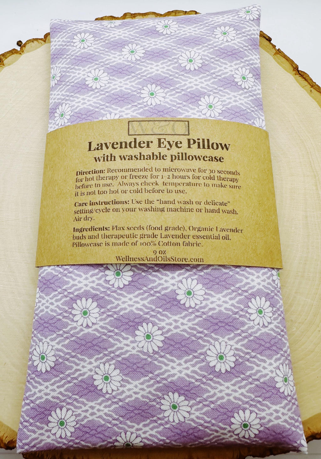 Handmade Lavender Eye Pillow: Weighted Flax Seed, Washable Cotton Cover
