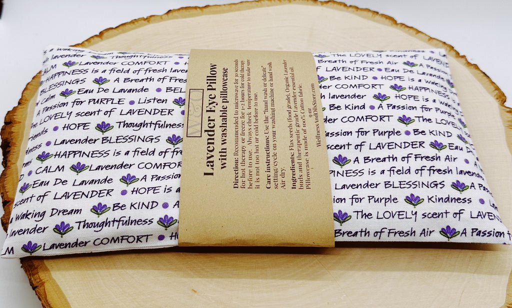 Handmade Natural Weighted Lavender Eye Pillow for Yoga, Headache Relief, Washable Cover, Lavender Inspiration