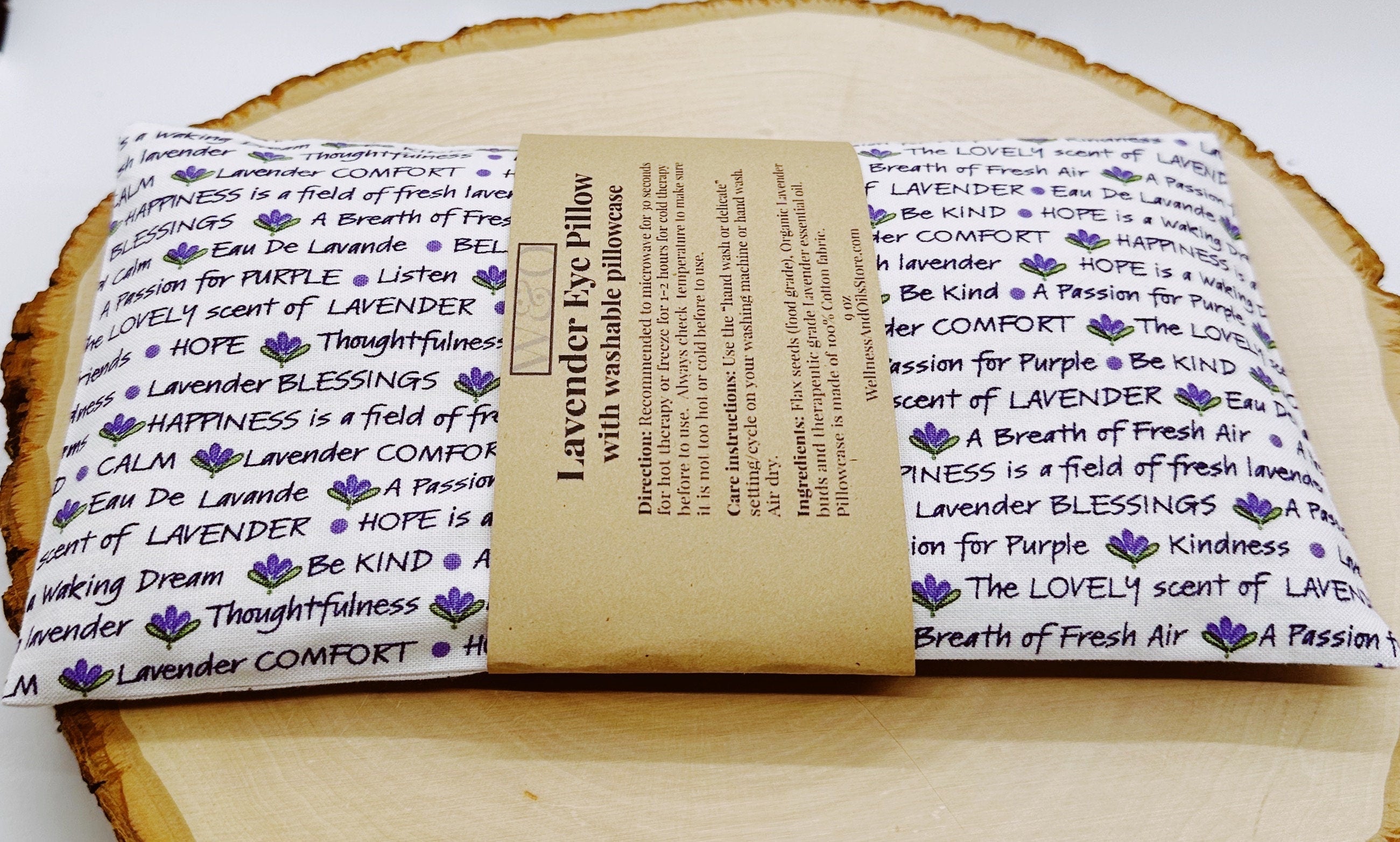 Handmade Natural Weighted Lavender Eye Pillow for Yoga, Headache Relief, Washable Cover, Lavender Inspiration