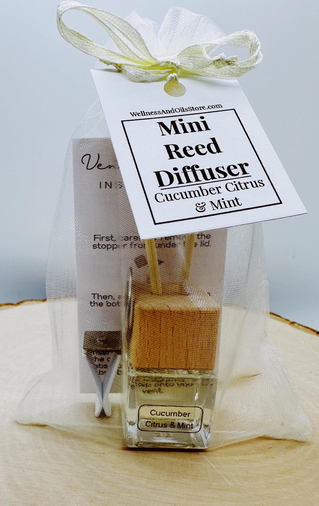 Car Reed Diffuser: Cucumber Citrus & Mint Essential Oils - Refillable