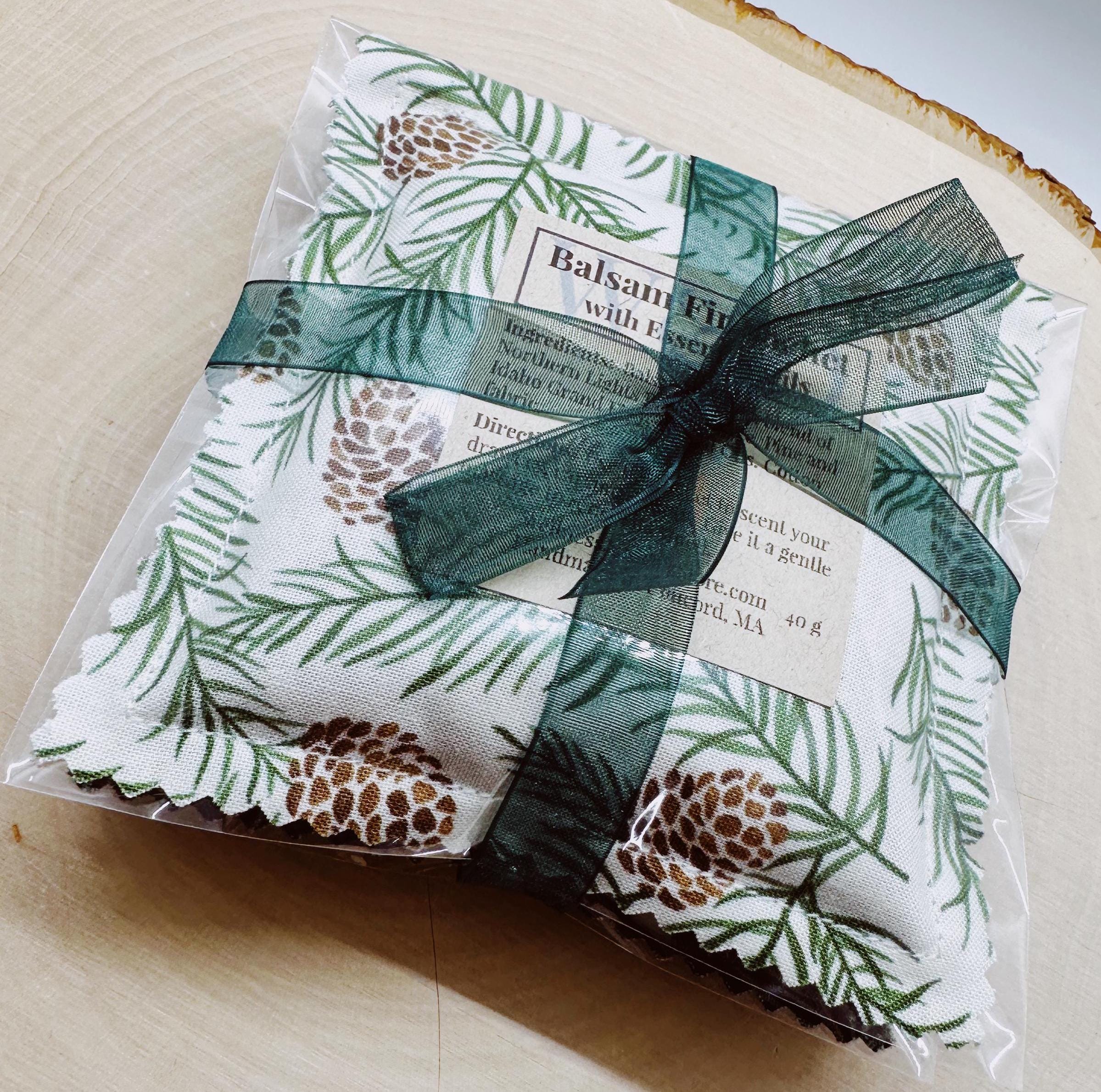 Balsam Fir Sachet Set: Essential Oils, Natural Pinecone Freshener