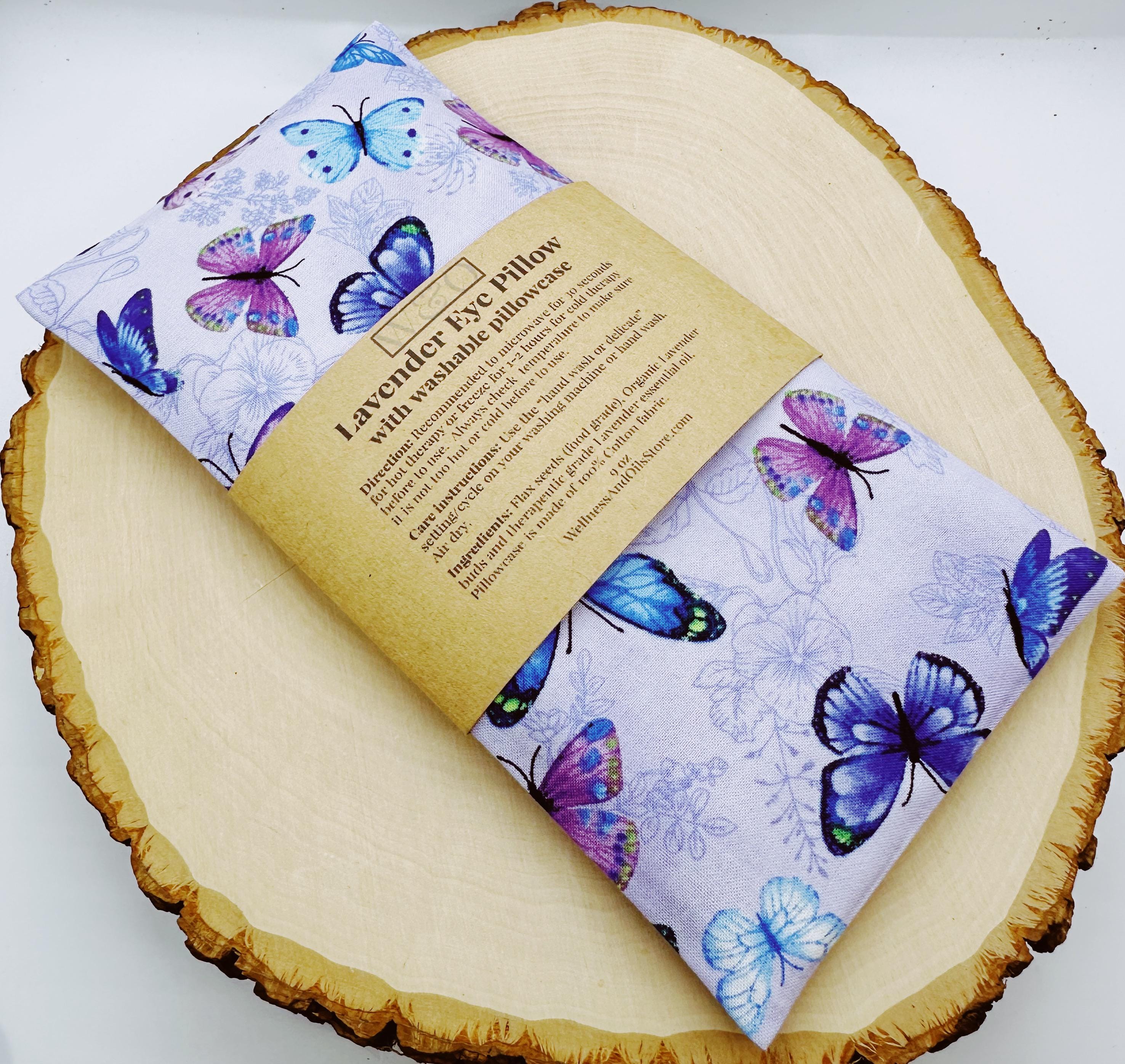 Handmade Lavender Eye Pillow: Weighted Cotton, Headache & Stress Relief Purple Butterflies