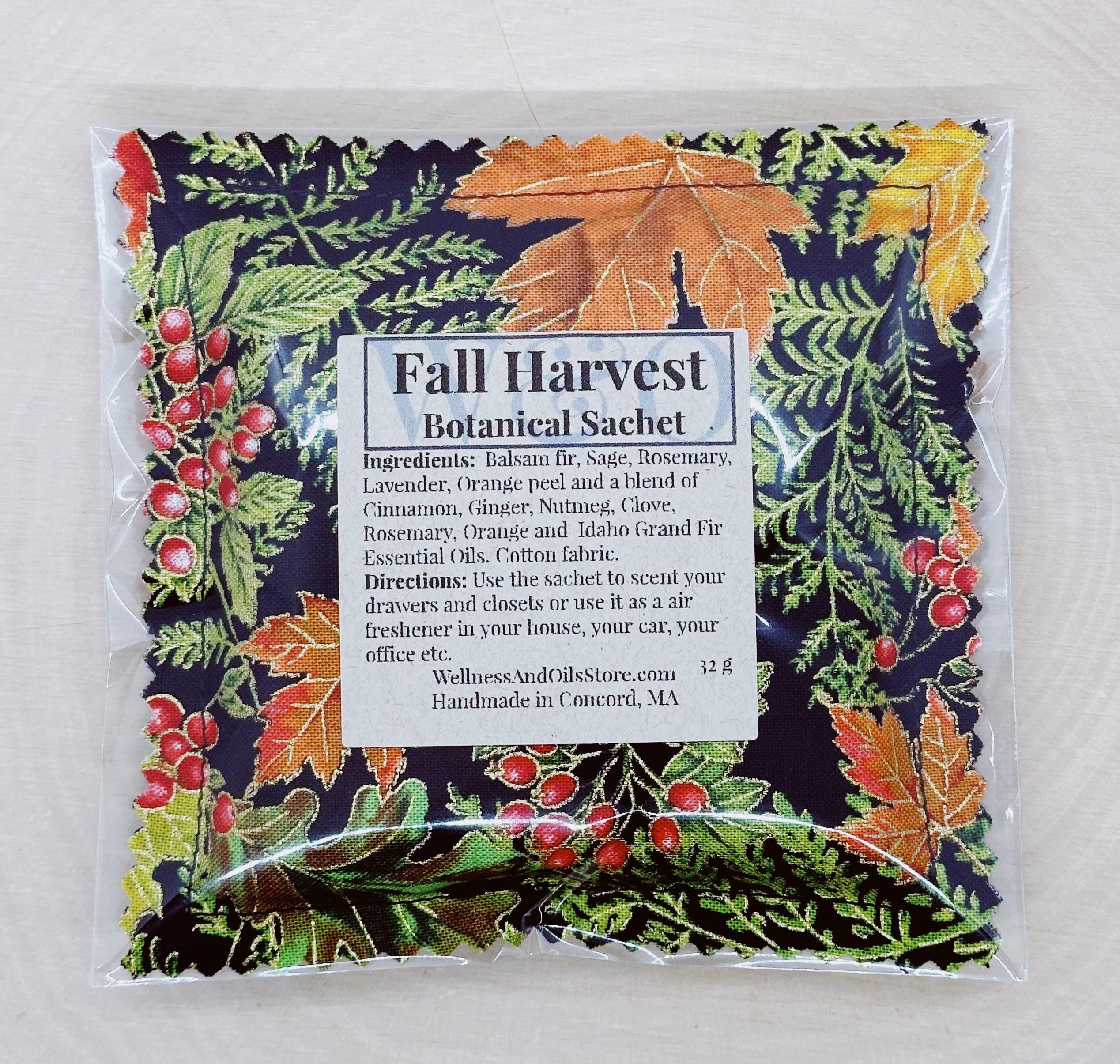 Autumn Aromatherapy Sachet with Botanical and Essential oils