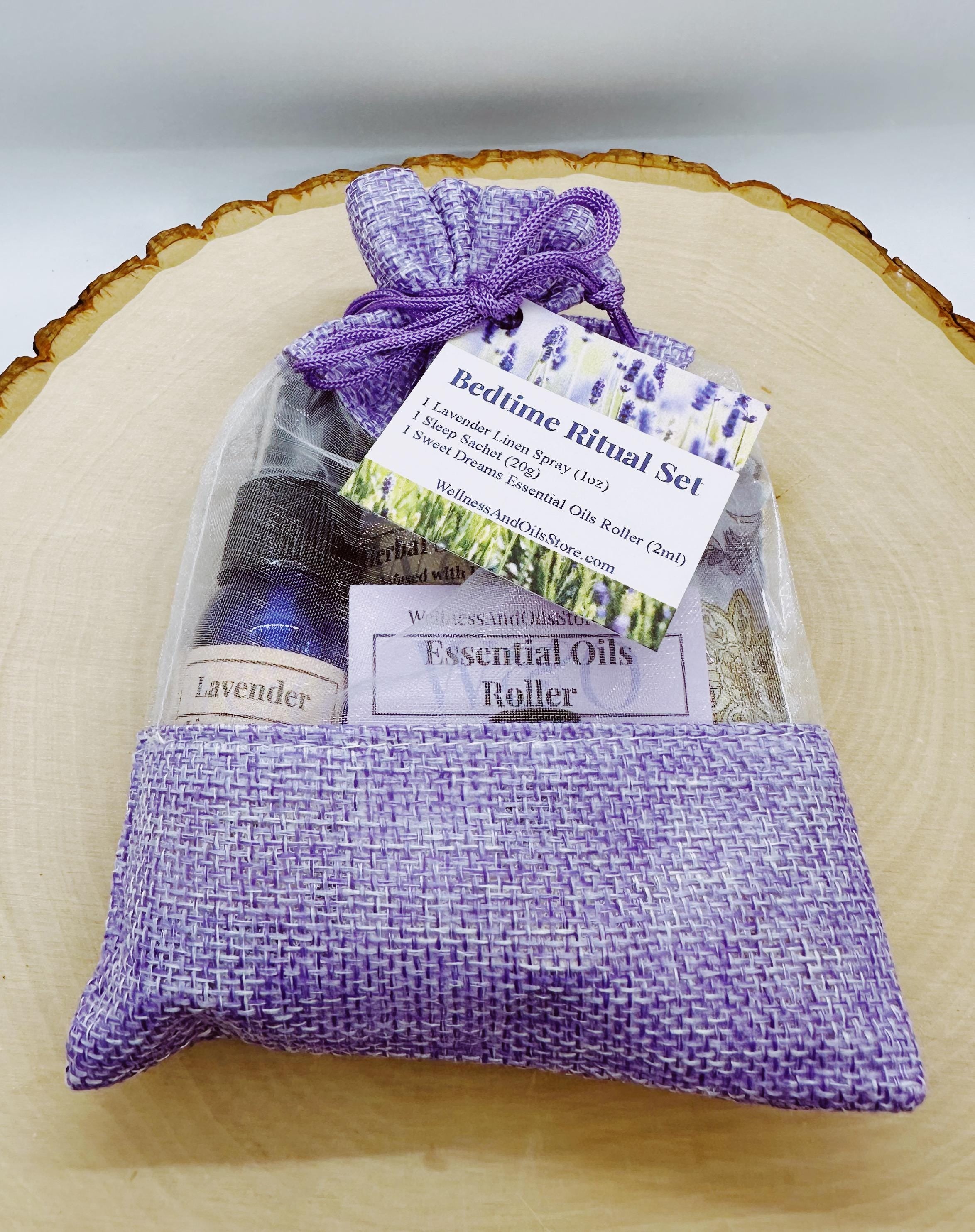 Sweet Dreams Lavender Sleep Gift Set – Bedtime Ritual, Linen Spray, Essential Oil Roller & Sleep Sachet, Self Care Gift for Her