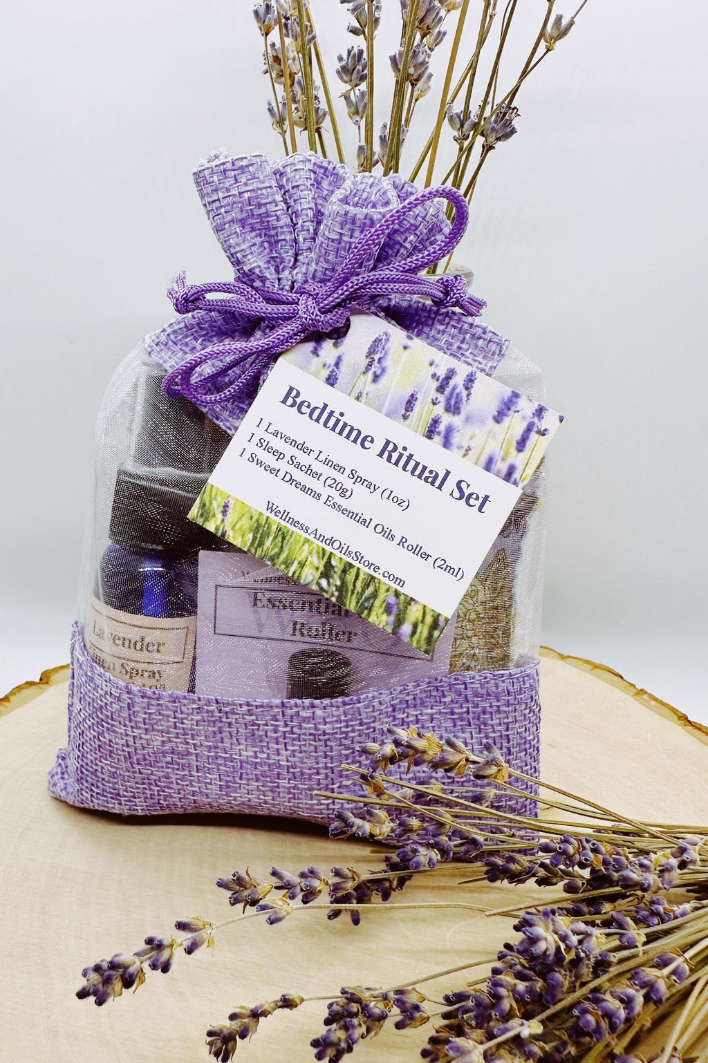 Sweet Dreams Lavender Sleep Gift Set – Bedtime Ritual, Linen Spray, Essential Oil Roller & Sleep Sachet, Self Care Gift for Her